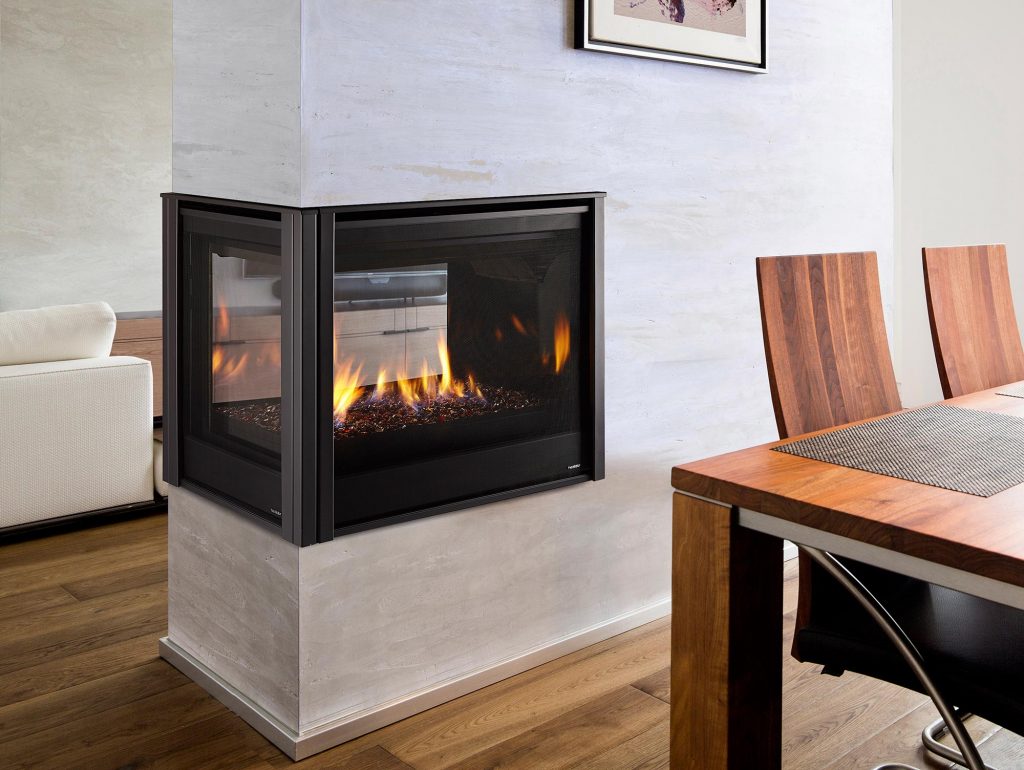 modern built-in fireplace 